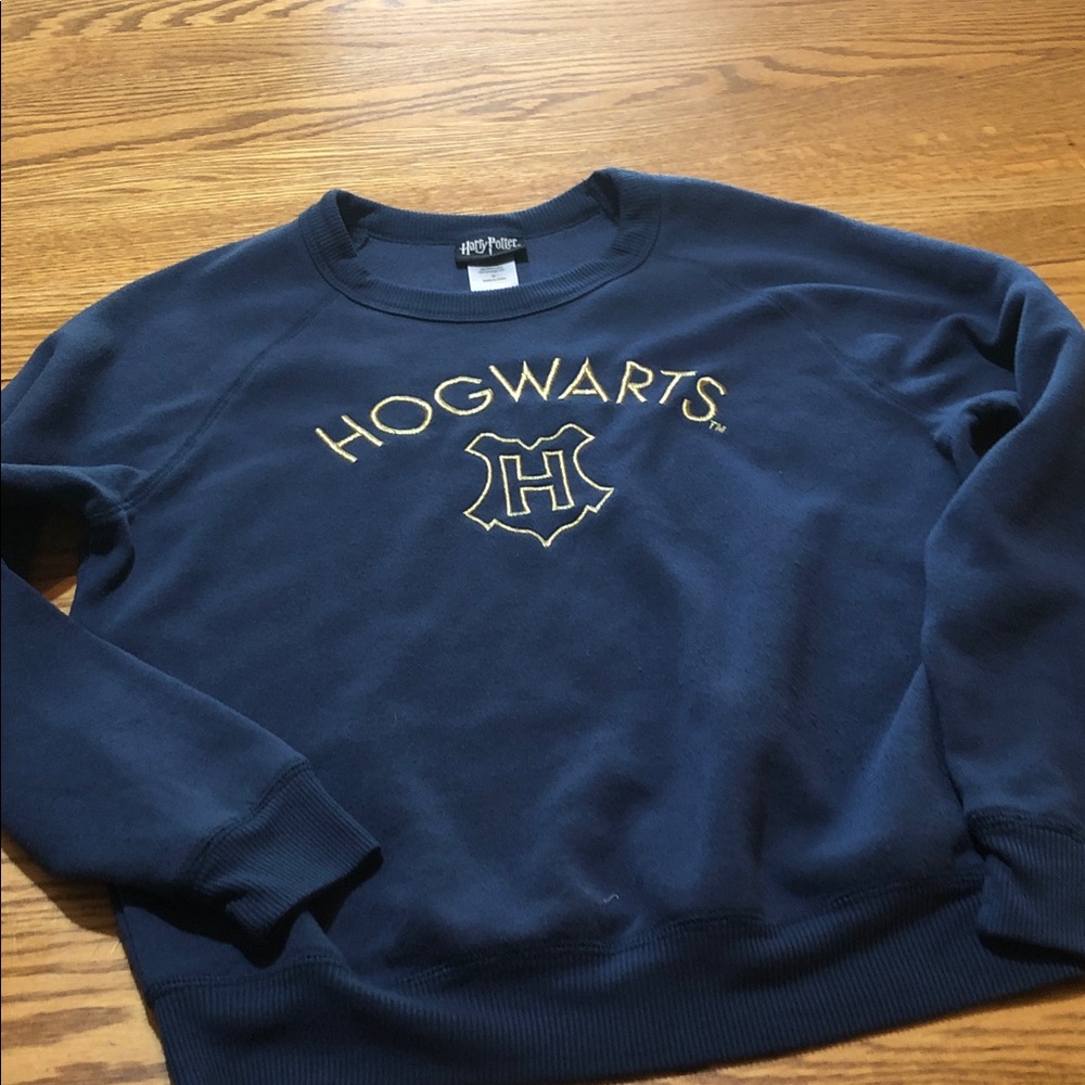 Warner Bros. Hogwarts Navy Sweatshirt with Gold Crest